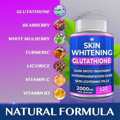 Glutathione Skin Whitening 2000 mg| Traitement des taches brunes hyperpigmentation soins peau éclaircissant| 120 gélules