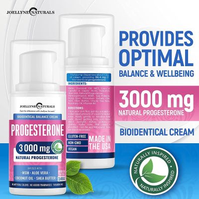 Crème à la progestérone POUR FEMME (bio-identique) pour le soulagement de la ménopause 3000 mg - Fabriquée aux USA - Sans soja et sans OGM