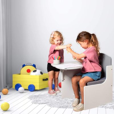 CHAISE DE BUREAU ENFANT | TABLE ENFANT | Billard avec bac de rangement pour enfants, meubles de jeu d'activités pour enfants avec des couleurs grises modernes